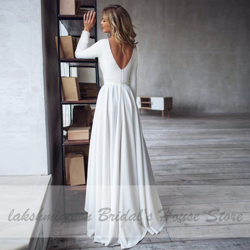 Baoleely Wedding Dress Satin V-Back Sexy High Low Bridal A-line