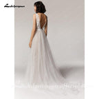 Baoleely Wedding Dress V-Neck Lace Appliques Princess Tulle