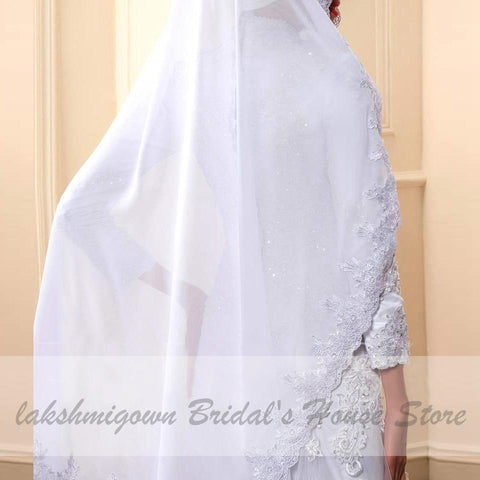 Baoleely Wedding Dress With Hijab Lace Beaded Mermaid Wedding Gown