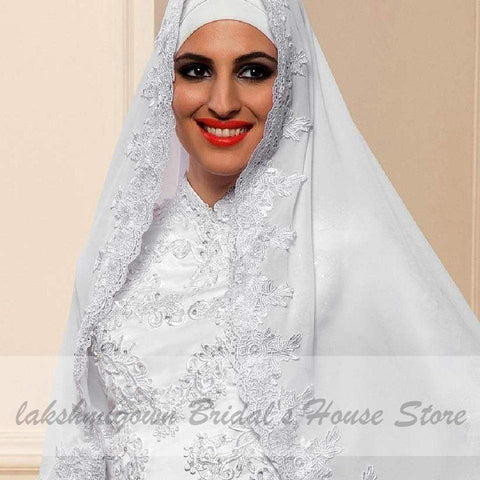 Baoleely Wedding Dress With Hijab Lace Beaded Mermaid Wedding Gown