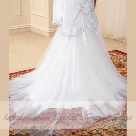 Baoleely Wedding Dress With Hijab Lace Beaded Mermaid Wedding Gown