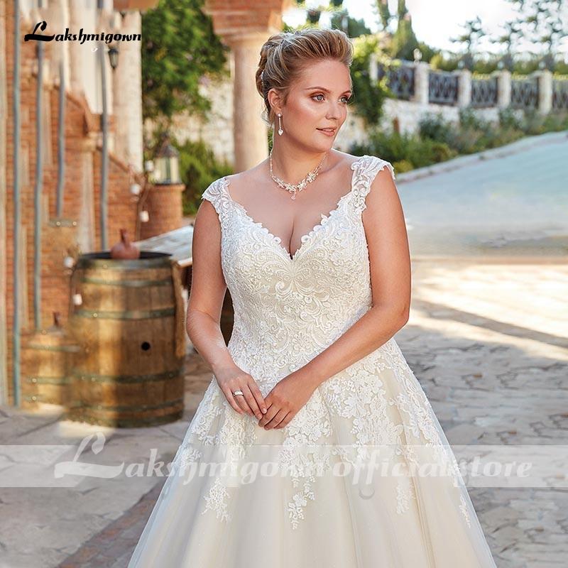 Baoleely Wedding Dress With Short Sleeve Sexy V-neck Lace