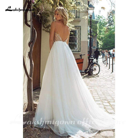 Baoleely Wedding Dresses Luxury Top Sequins Backless