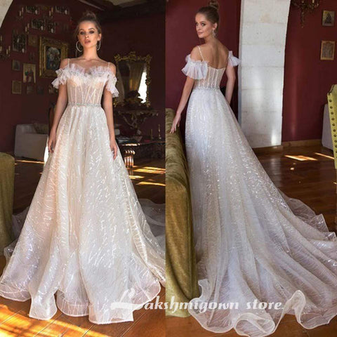 Baoleely Wedding Dresses Off the Shoulder Sleeveless