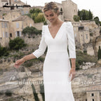 Baoleely Wedding Dresses Satin Simple V Neck Backless