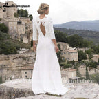 Baoleely Wedding Dresses Satin Simple V Neck Backless