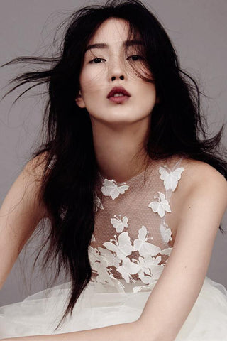 Wedding Dresses Scoop A-line Butterfly Appliques Tulle Ivory Bridal Gown  WD421