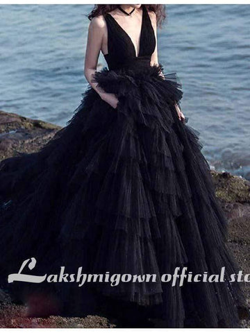 Baoleely Wedding Dresses V Neck Court Train Lace Spaghetti Strap