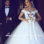 Baoleely Wedding Dresses with Lace Sweep Train Ball Gown