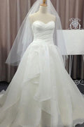 Baoleely White Chiffon Simple Sweetheart Wedding Dresses, Cheap Bridal Gown, MW142