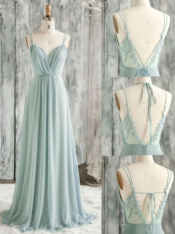 Baoleely Sheath Sage Green Chiffon Bridesmaid Dresses lace V Neck Wedding Guest Dress