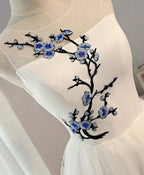Robe de bal courte en tulle blanc trapèze, robe de soirée blanche PD133