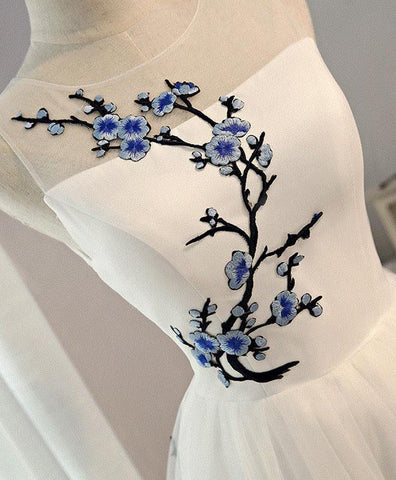 Vestido corto de tul blanco corte A para baile de graduación, vestido blanco para fiesta de bienvenida PD133