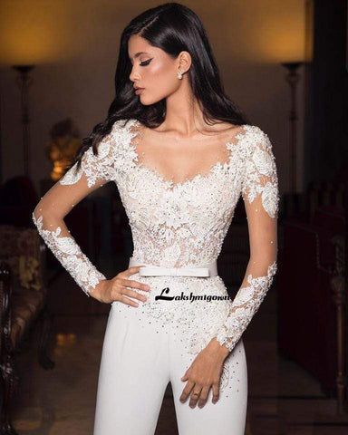Vestidos de novia Baoleely blancos y marfil con monos y apliques de encaje