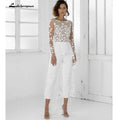 Baoleely White Jumpsuit Beach Wedding Dresses Long Sleeve