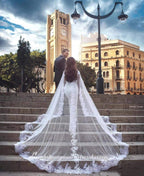 Baoleely White Jumpsuits Wedding Dresses With Long Lace Wrap