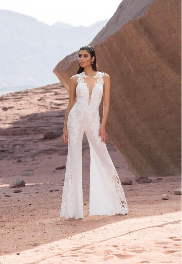 Baoleely White Lace Jumpsuits Wedding Dresses women