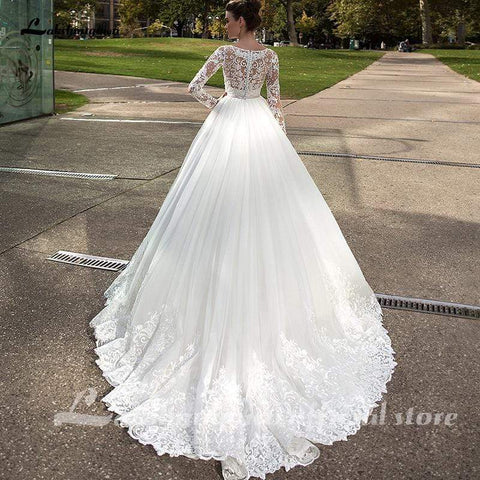 Baoleely White Long Sleeves Ivory Wedding Dresses