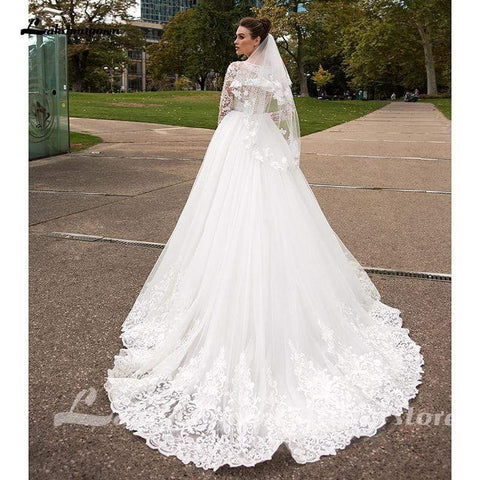 Baoleely White Long Sleeves Ivory Wedding Dresses