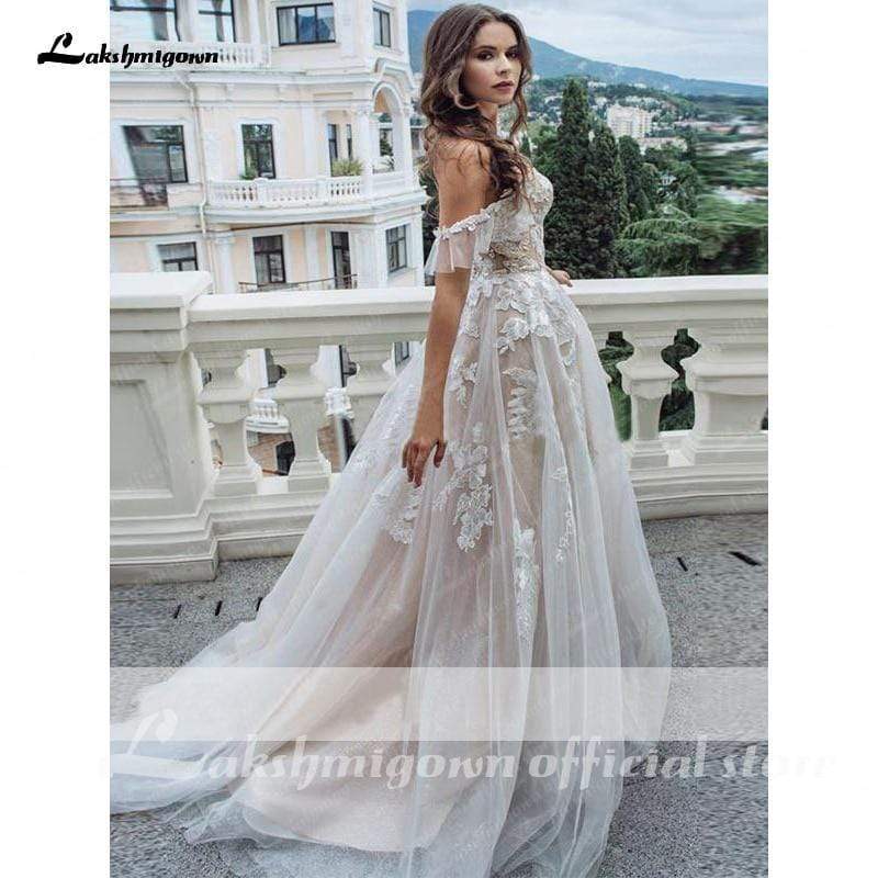 Baoleely White Long Sleeves Lace Detail A-line Wedding Dresses