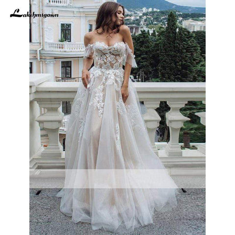 Baoleely White Long Sleeves Lace Detail A-line Wedding Dresses