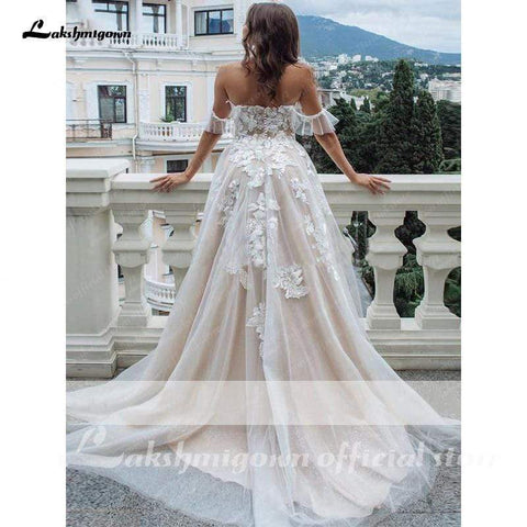 Baoleely White Long Sleeves Lace Detail A-line Wedding Dresses