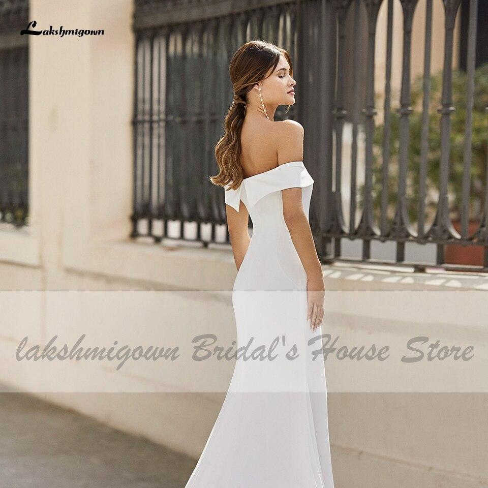 Baoleely White Satin Mermaid Wedding Dress Off the Shoulder