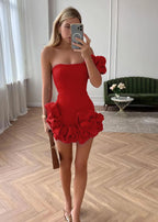Robe de bal blanche bustier à volants