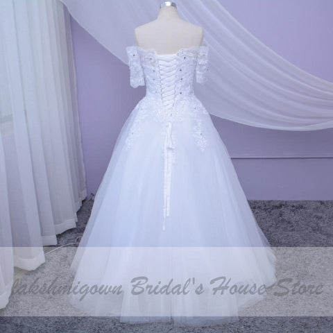 Baoleely White Wedding Dress Plus Size Lace Appliques