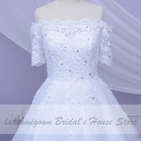 Baoleely White Wedding Dress Plus Size Lace Appliques