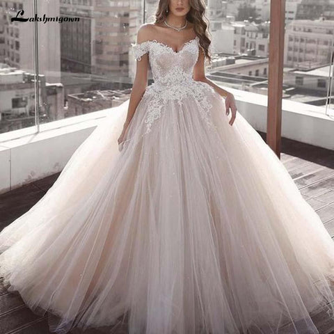Baoleely White Wedding Dresses Ball Gown Off The Shoulder Sweetheart