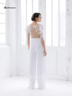 Baoleely White Wedding Jumpsuit Beach Wedding Dresses