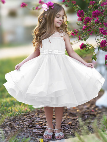 Vestido de princesa/vestido de tul hasta la rodilla para niña de las flores 