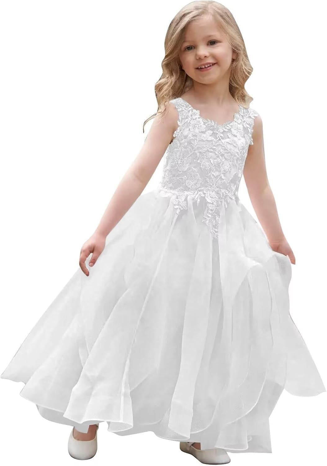 Vestidos de niña de las flores de tul escalonado para boda 
