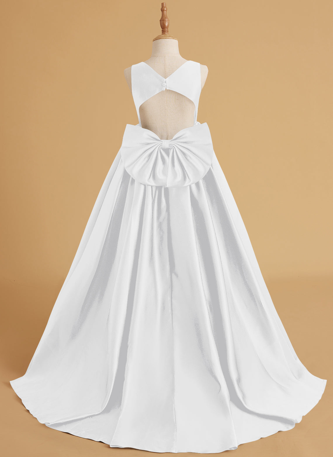 Vestido de princesa de satén con cola para niña de las flores 