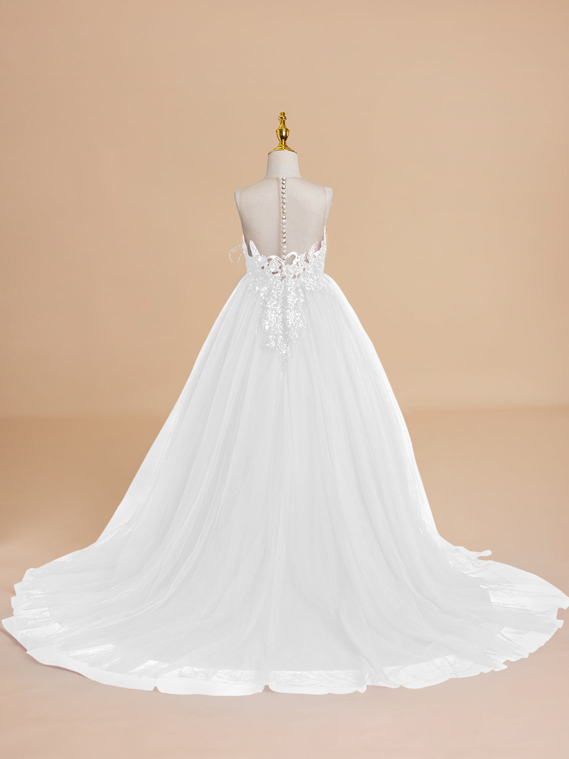 Vestido de princesa/vestido de princesa con cola de tul para niña de las flores 