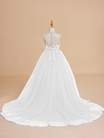 Vestido de princesa/vestido de princesa con cola de tul para niña de las flores 