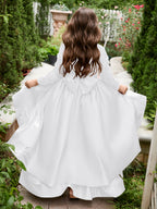 Vestido asimétrico de satén de corte A para niña de las flores 