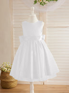 Vestido de princesa/vestido de princesa de satén y tul hasta la rodilla para niña de las flores 