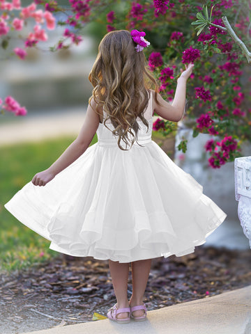 Vestido de princesa/vestido de tul hasta la rodilla para niña de las flores 