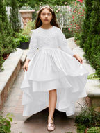 Vestido asimétrico de satén de corte A para niña de las flores 