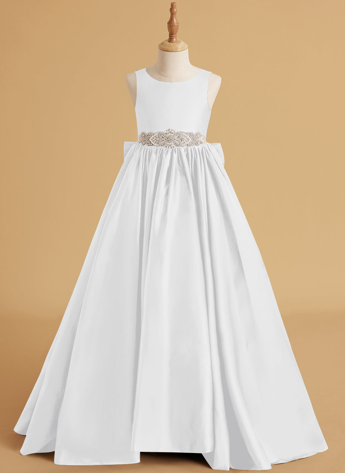 Vestido de princesa de satén con cola para niña de las flores 