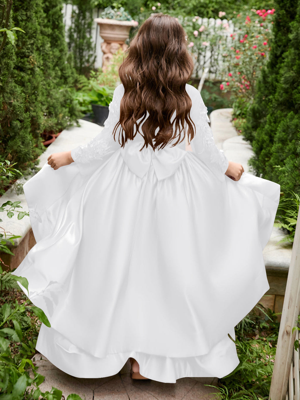 Vestido asimétrico de satén de corte A para niña de las flores