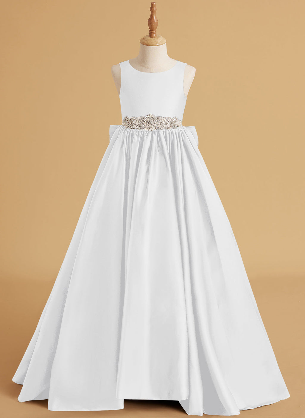 Vestido de princesa de satén con cola para niña de las flores 