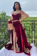 Vestidos largos de noche color vino tinto | Vestidos de noche de terciopelo