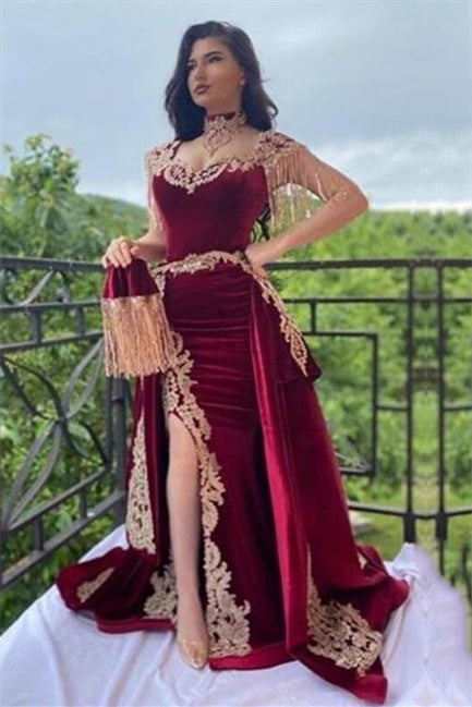 Vestidos largos de noche color vino tinto | Vestidos de noche de terciopelo