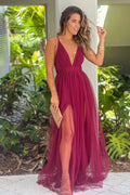 Vestidos de fiesta provocativos con escote en V, espalda descubierta y tirantes finos SYP169