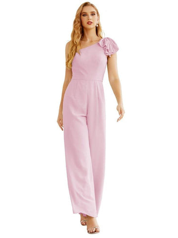 Combinaison longue en mousseline de soie à une épaule pour femme, robe de soirée formelle, robe de demoiselle d'honneur, pantalon, fête de mariage, SEA28034 