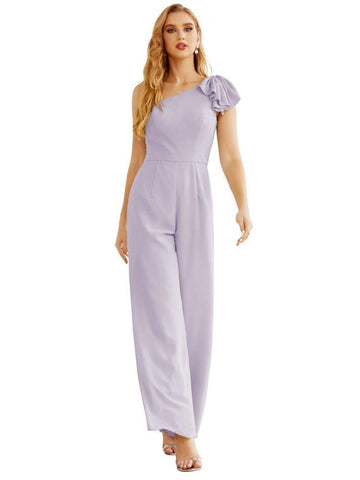 Combinaison longue en mousseline de soie à une épaule pour femme, robe de soirée formelle, robe de demoiselle d'honneur, pantalon, fête de mariage, SEA28034 