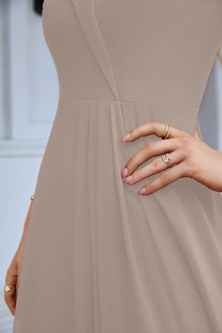 Vestido de noche de dama de honor con tirantes finos y hombros descubiertos para mujer 28093 